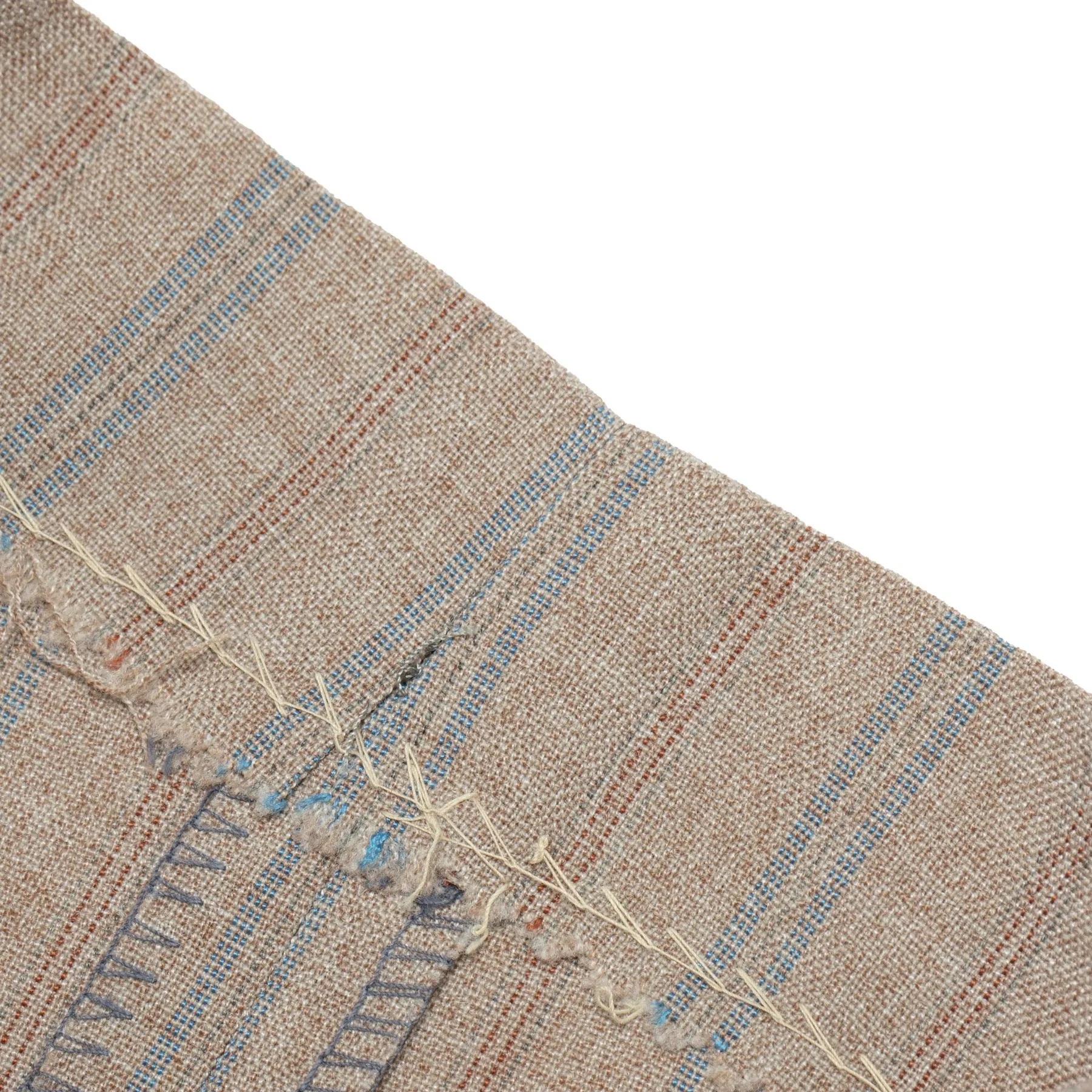 70s, Linen-Wool Blend, Pinstripe Weave, Extended Tab Closure