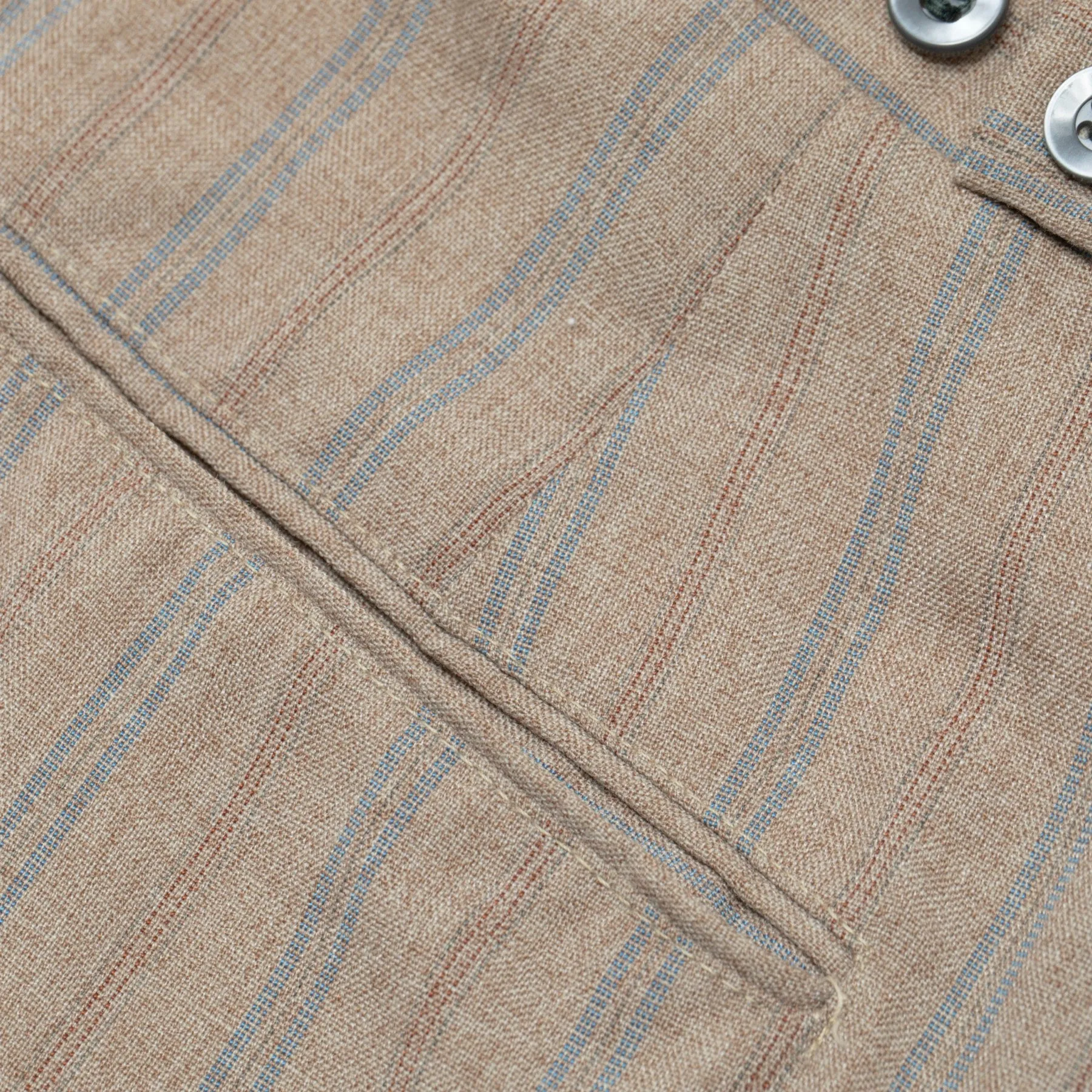 70s, Linen-Wool Blend, Pinstripe Weave, Extended Tab Closure