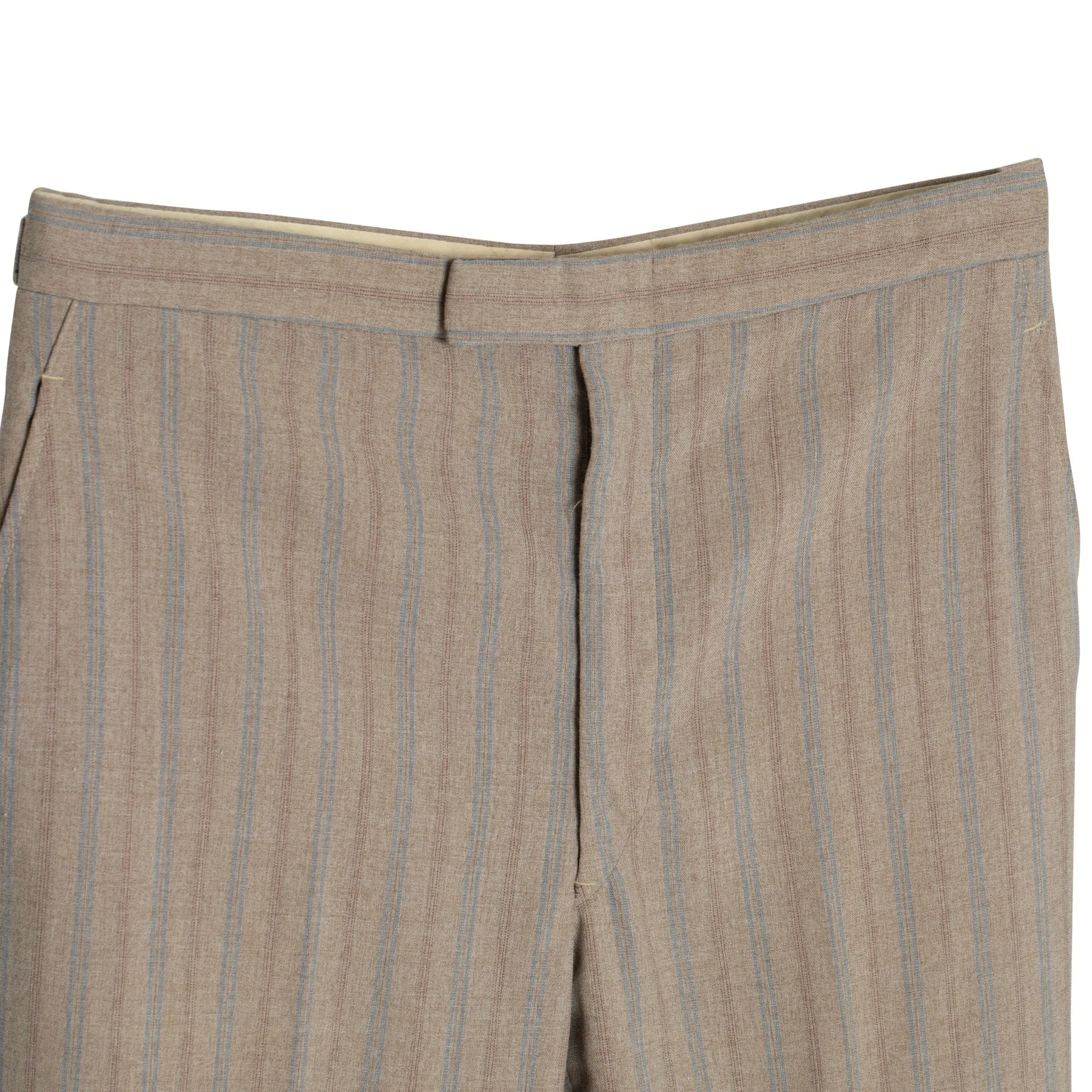 70s, Linen-Wool Blend, Pinstripe Weave, Extended Tab Closure