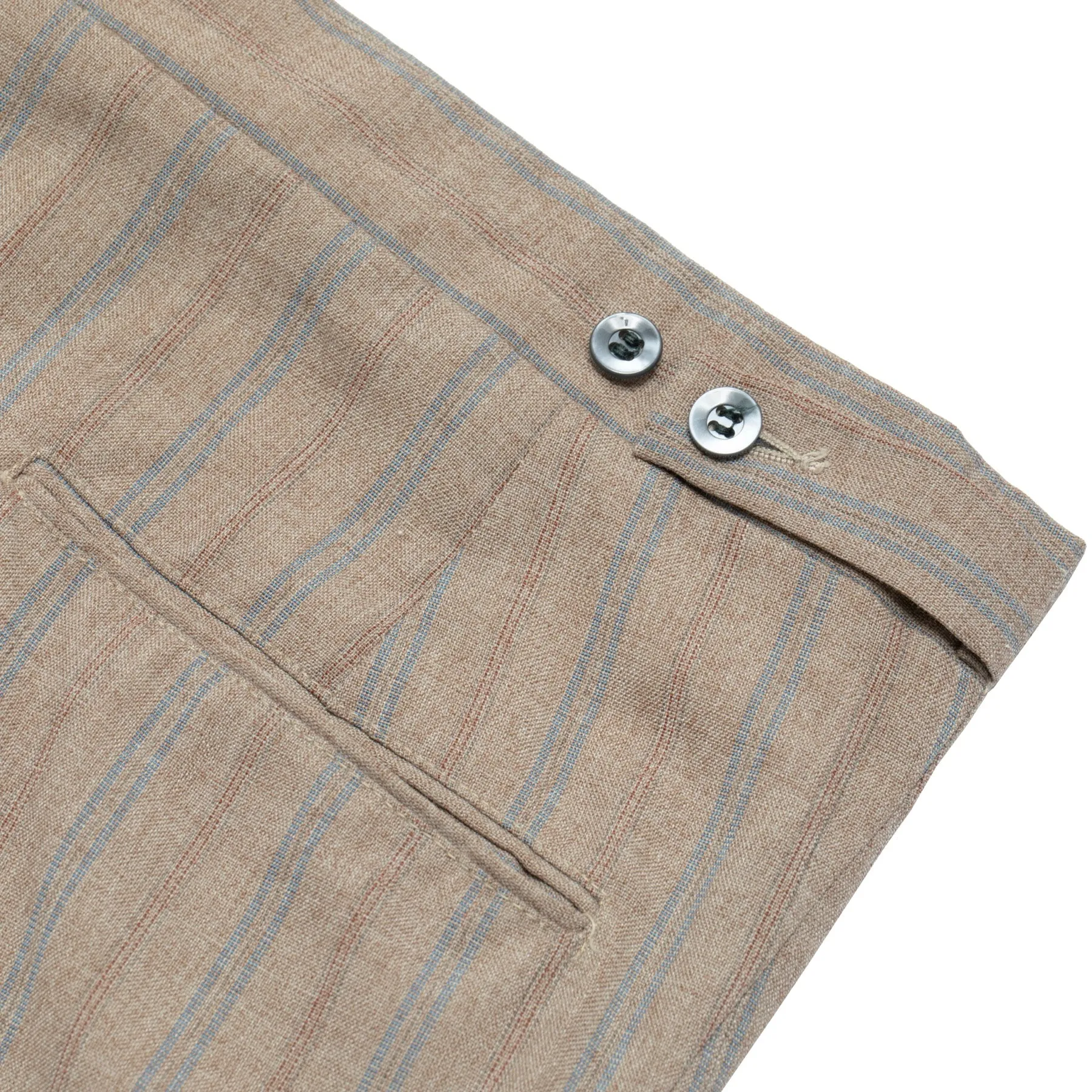 70s, Linen-Wool Blend, Pinstripe Weave, Extended Tab Closure