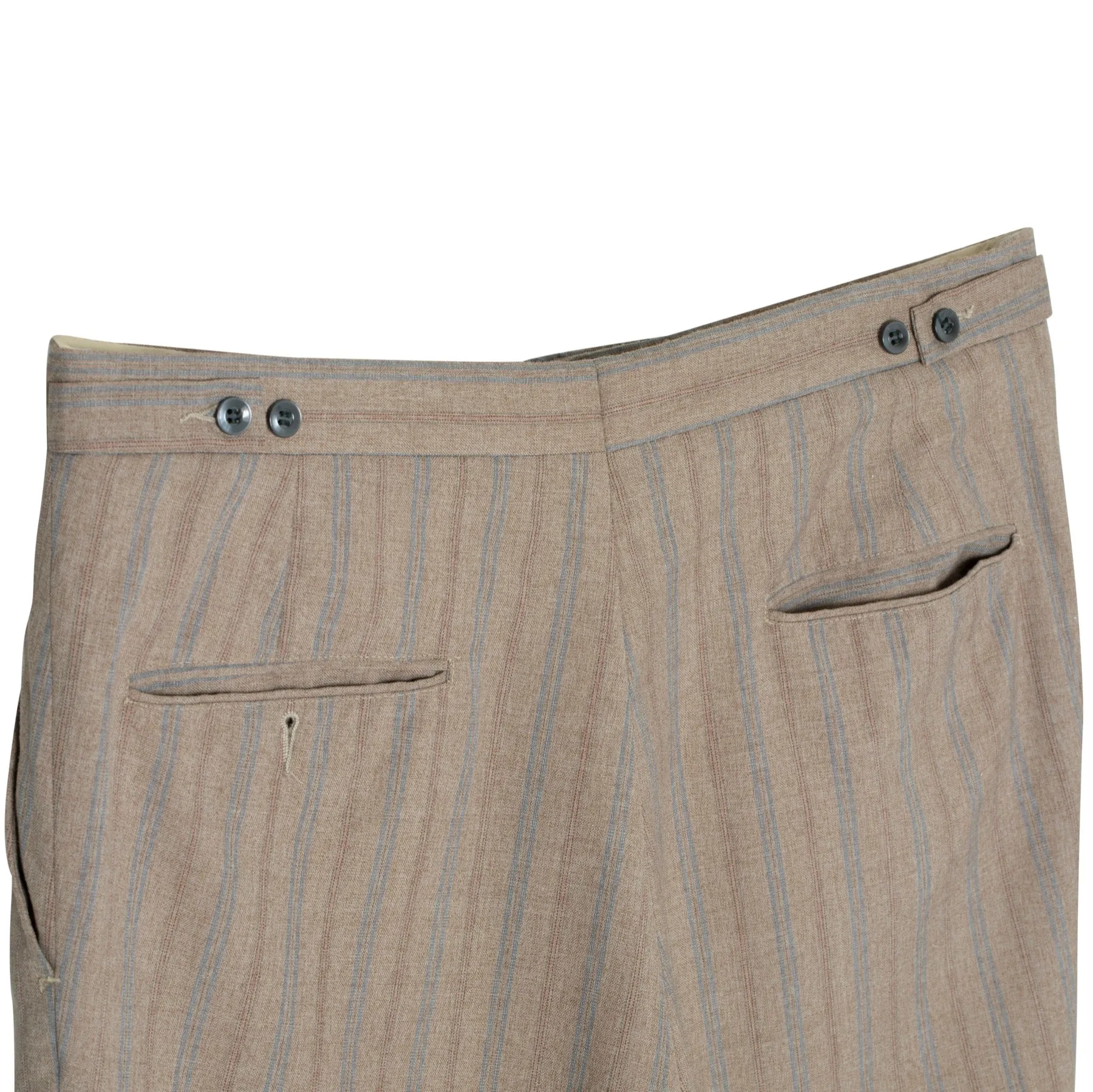 70s, Linen-Wool Blend, Pinstripe Weave, Extended Tab Closure