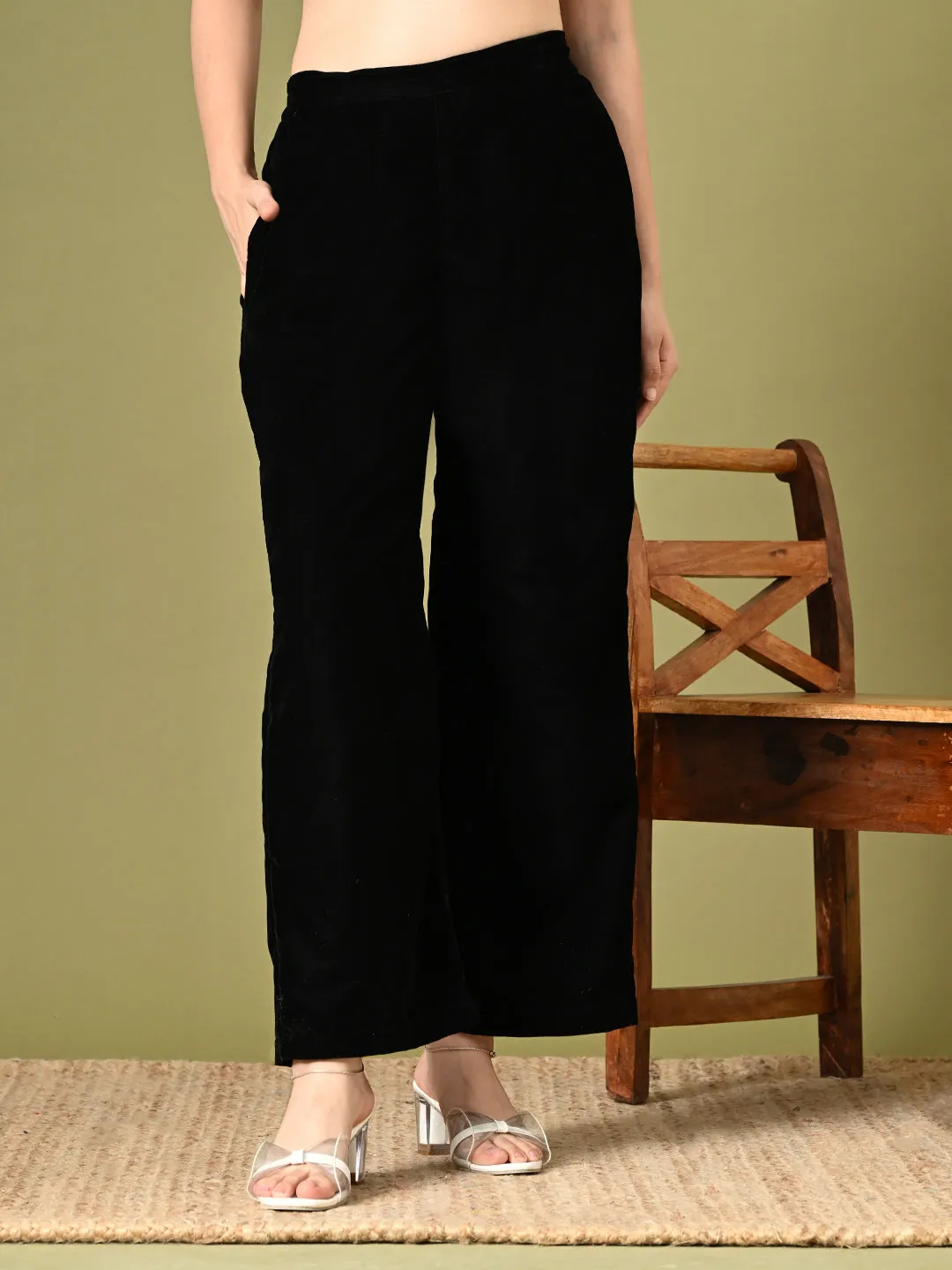 Black Stripe Straight Fit Trousers