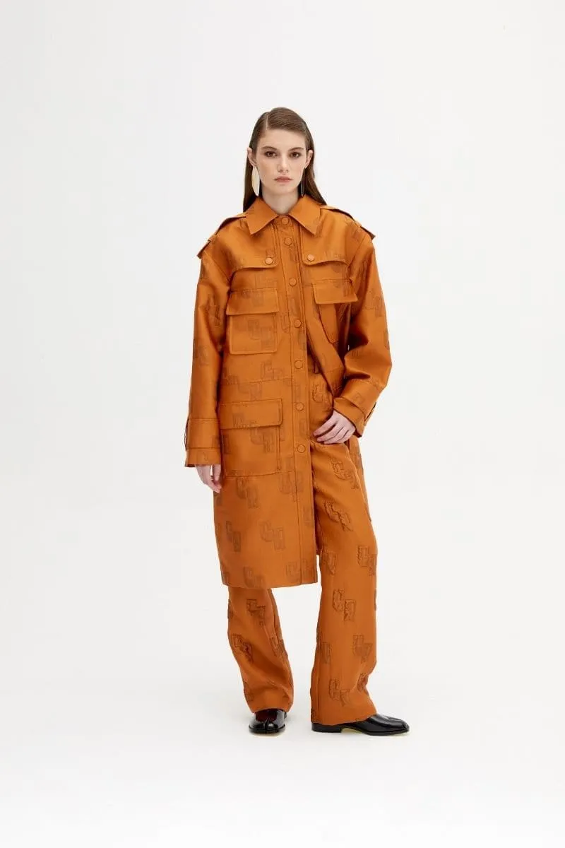 BROWN ELASTICATED LOGO PANTS