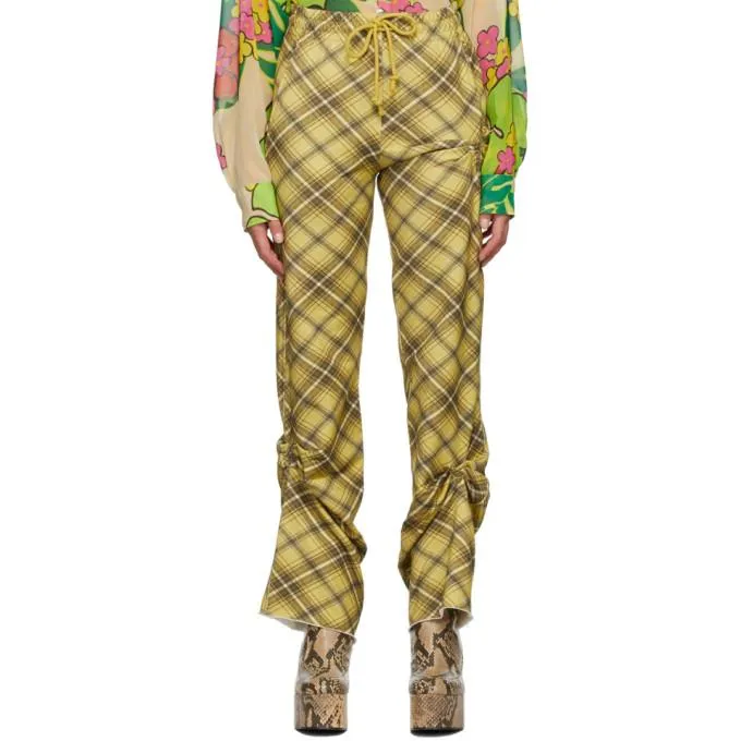 Dries Van Noten Yellow Check Lounge Pants