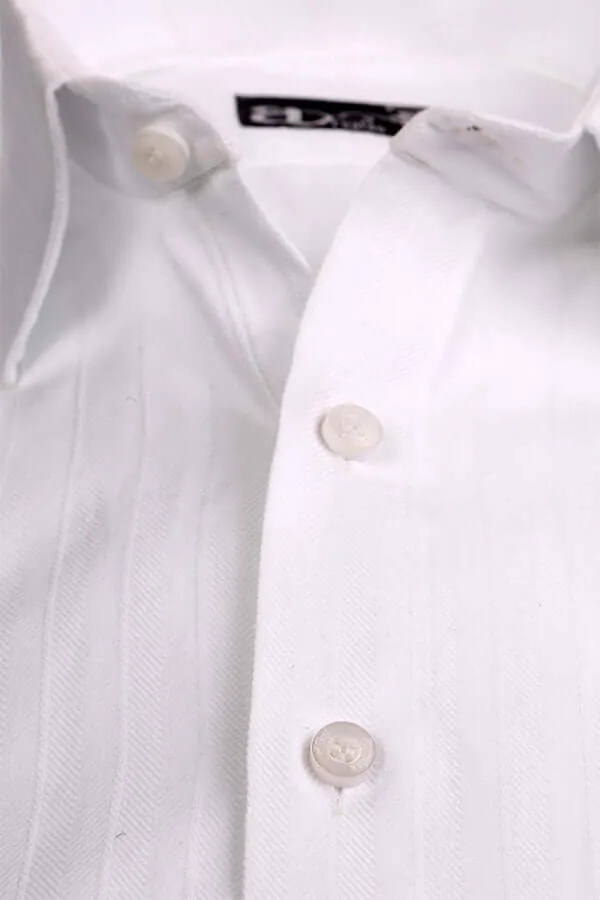 Men's White Box Pattern Formal Shirt