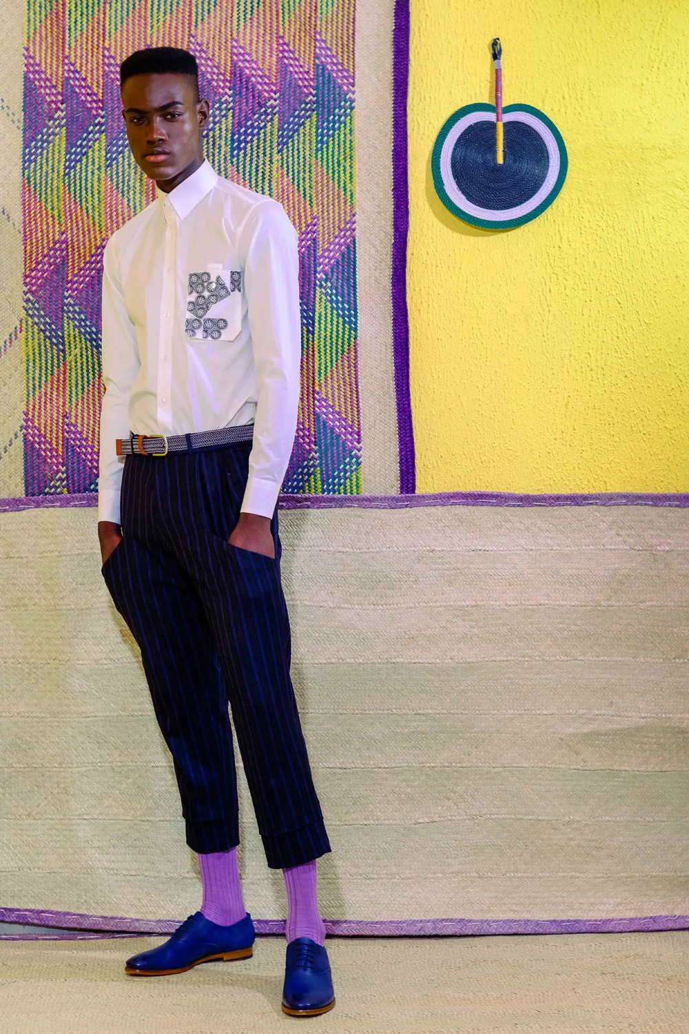 One-Off Slim-Fit Shirt with Pleated Back and Embroidery pocket - White
