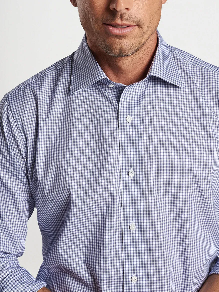 Peter Millar Renato Cotton Sport Shirt in Atlantic Blue