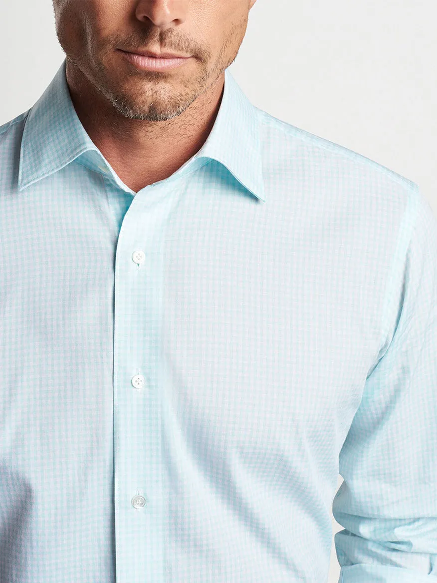 Peter Millar Renato Cotton Sport Shirt in Iced Aqua