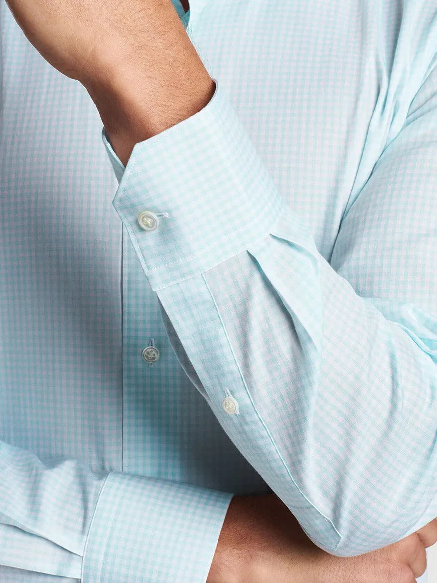 Peter Millar Renato Cotton Sport Shirt in Iced Aqua