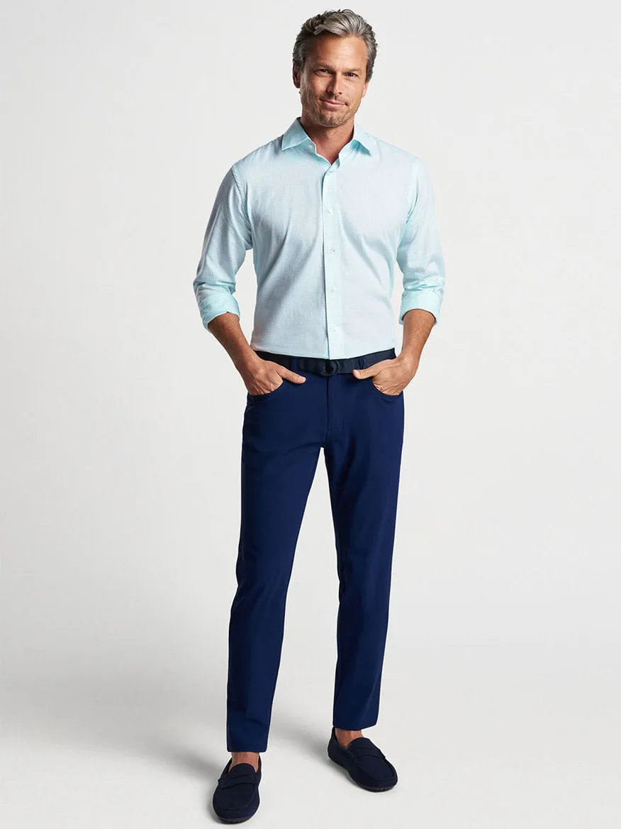 Peter Millar Renato Cotton Sport Shirt in Iced Aqua