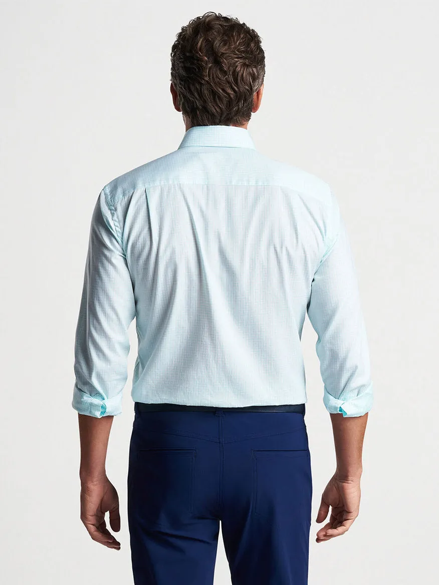 Peter Millar Renato Cotton Sport Shirt in Iced Aqua