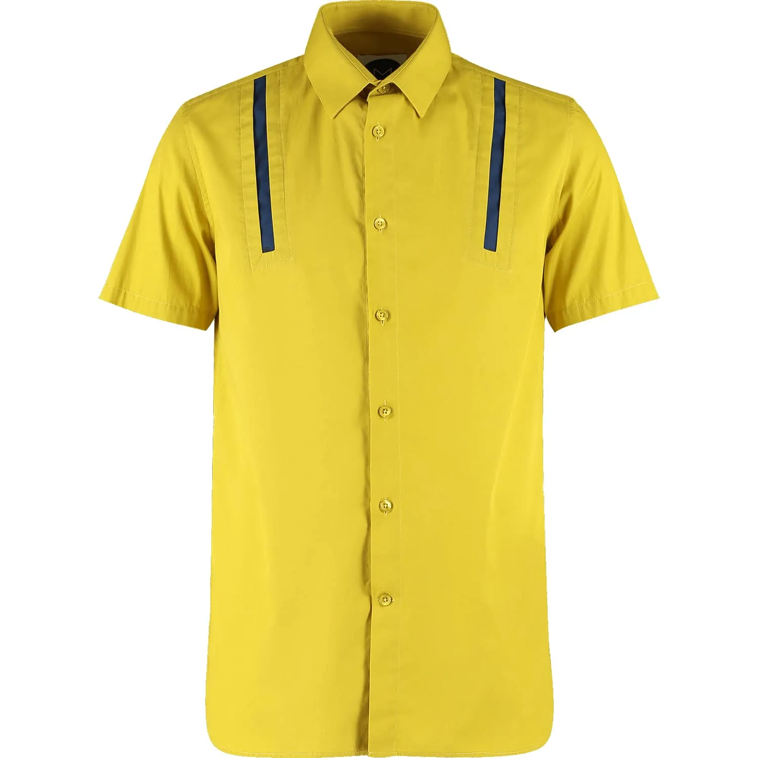 Shirt with Shoulder Strip - Yellow/Navy