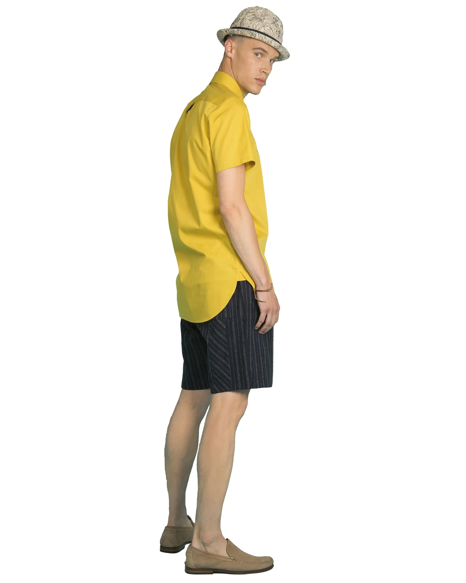Shirt with Shoulder Strip - Yellow/Navy