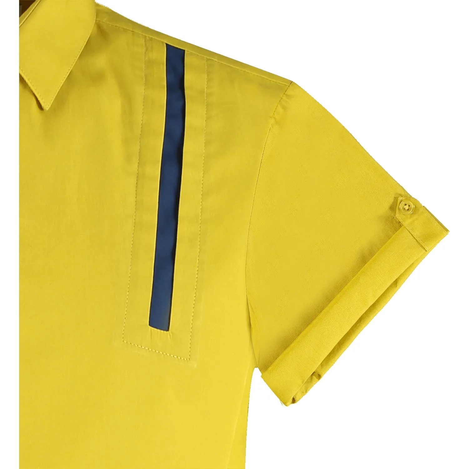 Shirt with Shoulder Strip - Yellow/Navy