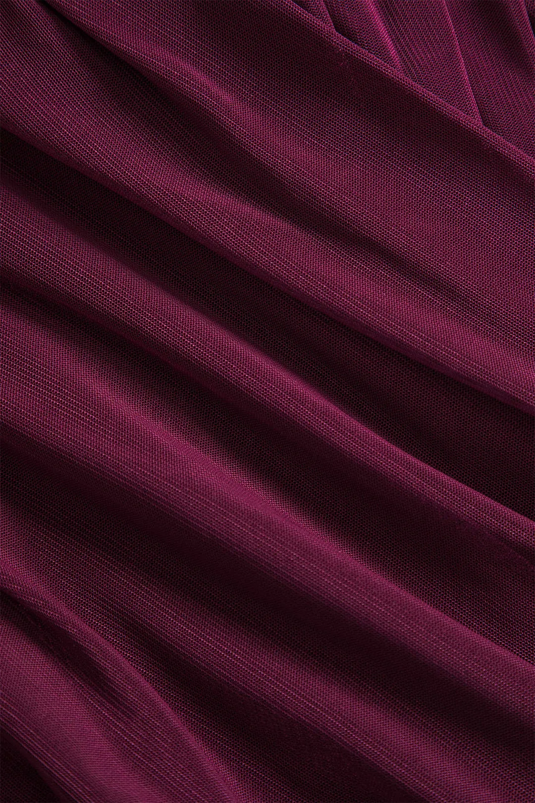 Solid Sheer Mesh Ruched Uzun Kollu Üst
