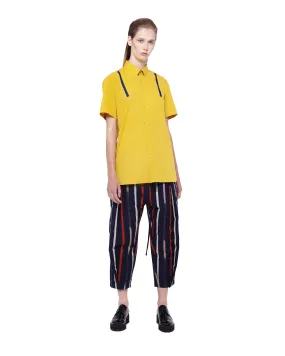 Women's Shirt with Shoulder Strip - Yellow/Navy