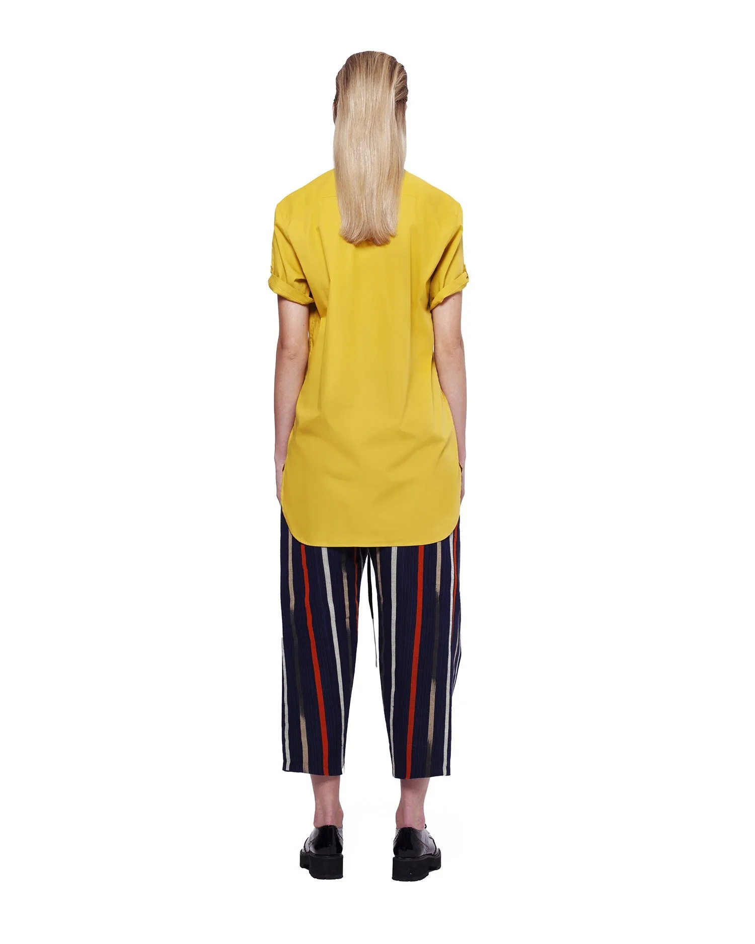Women's Shirt with Shoulder Strip - Yellow/Navy
